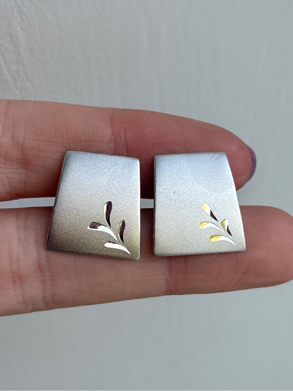 Sterling Silver Art Deco Hand Engraved Leaf Vintage Cufflinks